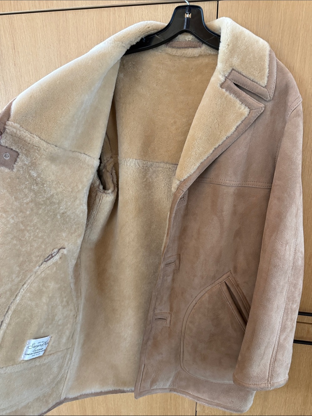 Vintage Sawyer of Napa Shearling Rancher Coat Suede Leather Sheepskin Jacket - Picture 4 of 13